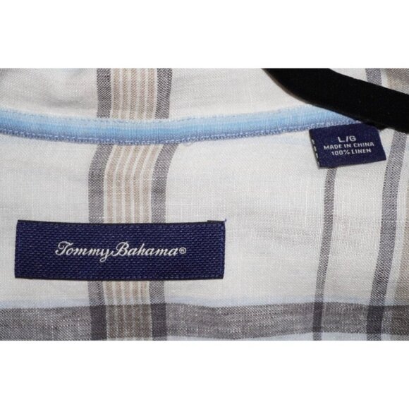 Tommy Bahama 100% Linen Plaid Button Down Shirt Size Large - Picture 5 of 16